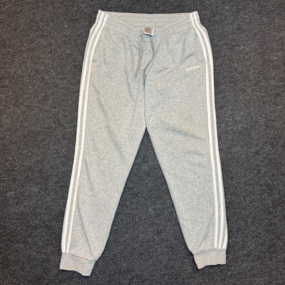 Adidas Essentials 3-Stripes Joggers Heather Grey Sweatpants Womens Large